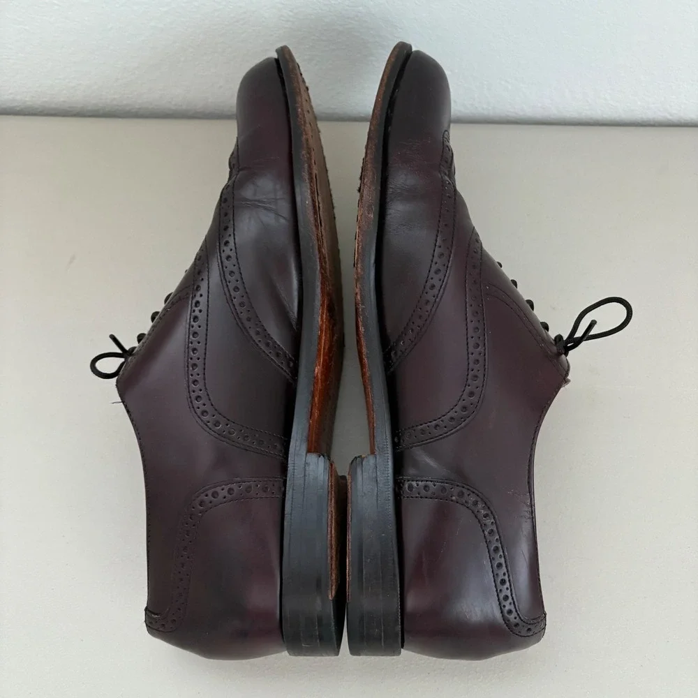 Cole Haan City Mens Burgundy Leather Wingtip Oxford Dress Shoes Size 9.5D Dressy